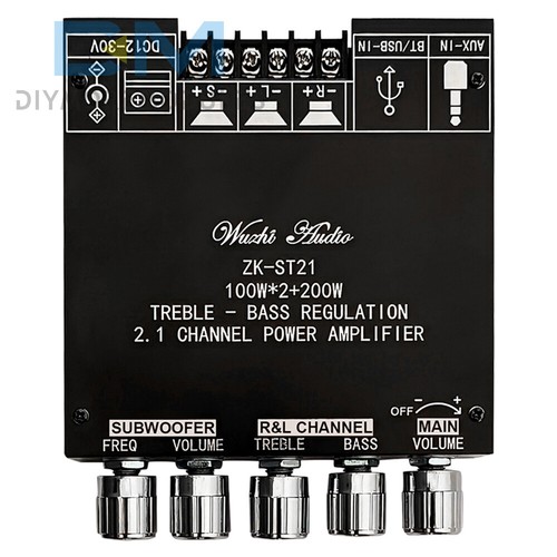 ZK-ST21 Bluetooth Digital Amplifier Board 2.1 Channel 100W+100W+200W Audio Amp - Picture 21 of 24