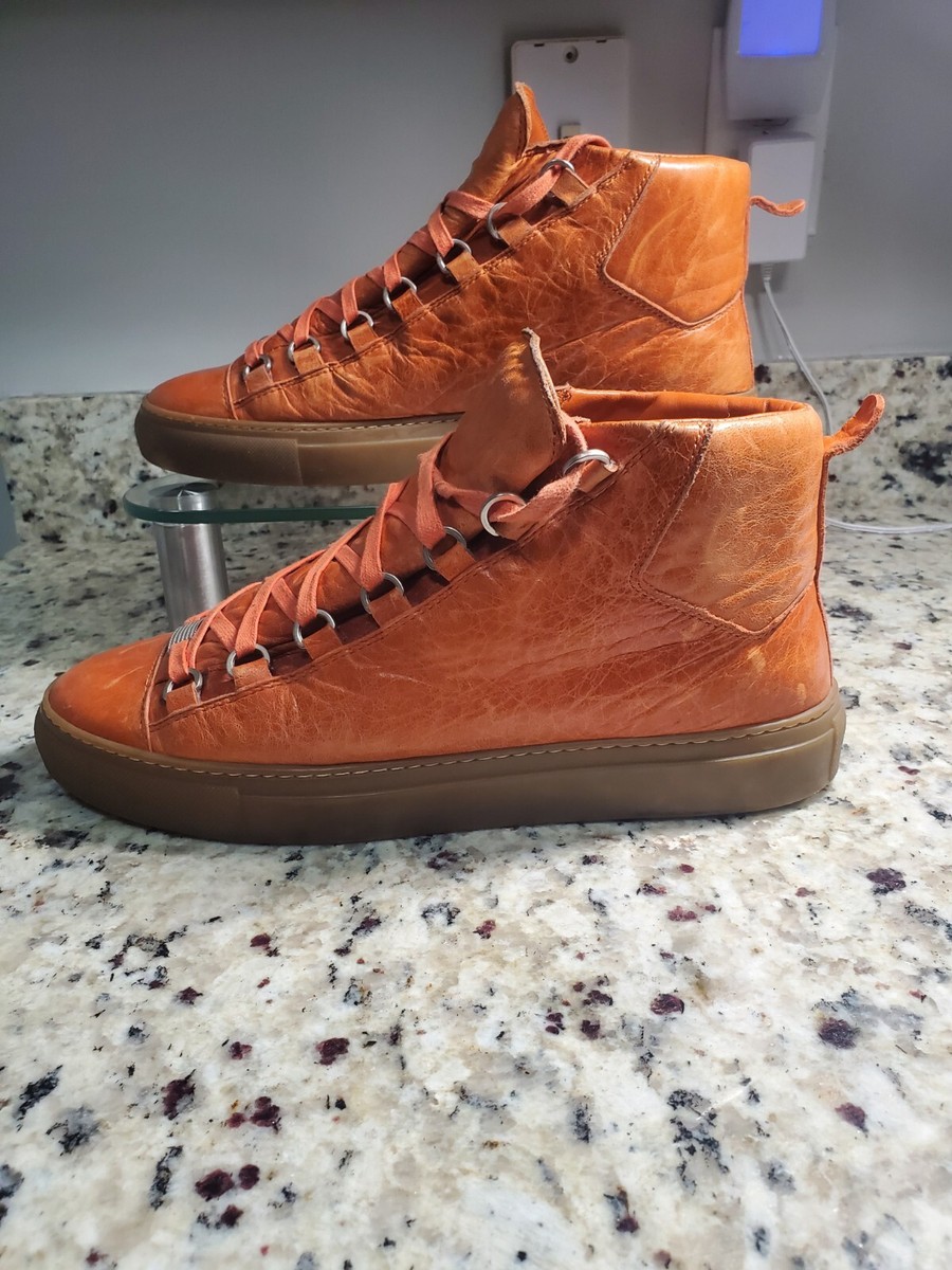 Balenciaga 373401 42Arena High Top Sneakers Orange Shoes