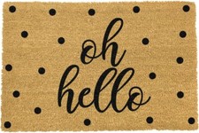 Image of OH HELLO BLACK MAT - Artsy Doormats - 60cm x 40cm