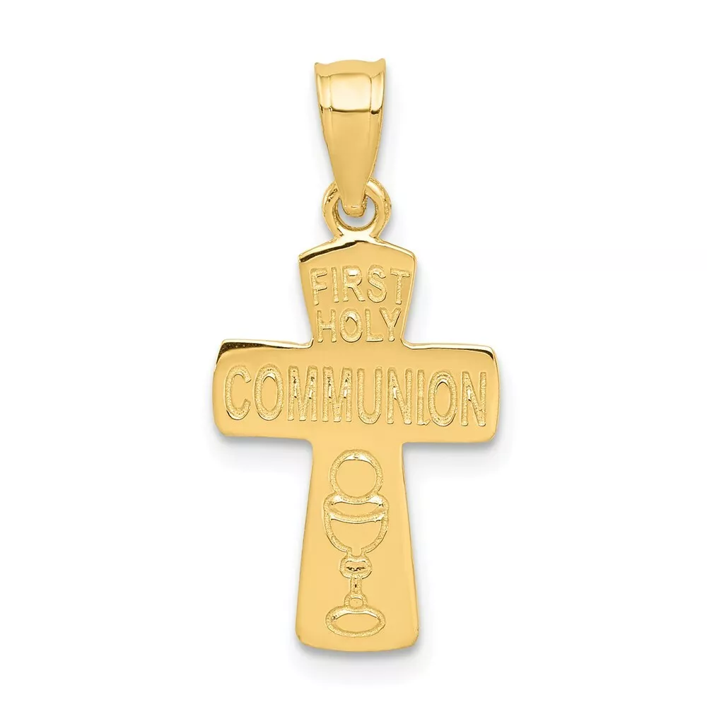 14k 14kt Yellow Gold First Holy Communion Cross Pendant 19 mm X 12