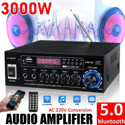 2000W Bluetooth Verstärker Vollverstärker HiFi Stereo Amplifier Digital FM Radio
