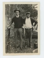 Vintage Photo Dapper Fishermen with Net Bass Sugar River Claremont NH 1930s