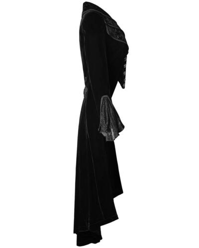 Punk Rave Womens Gothic Frock Coat Jacket Black Velvet Lace Steampunk Victorian - Picture 3 of 12