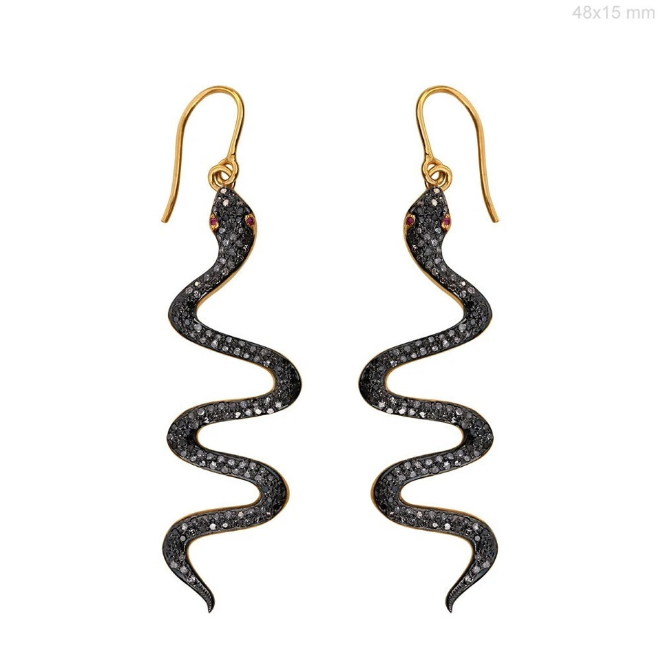 Pave Diamond Earrings 925 Sterling Silver Victorian Jewelry Gift For Her - Image 3 of 4