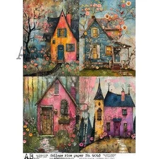 Abstract Village | A4 Rice Paper | Paper for Decoupage | AB Studios