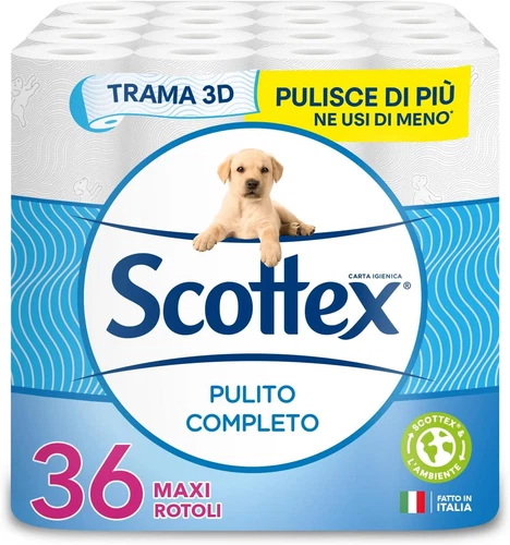 Pulito Completo Carta Igienica, Morbida E Resistente, Con Fibre Di Cotone, Fatto