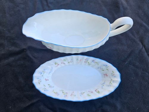 Royal Worcester FORGET ME NOT Gravy Boat and Stand - Picture 6 of 7