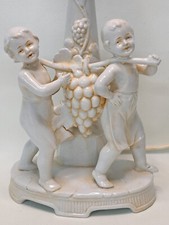 Jugendstil Porzellan Lampenfuß 2 Jünglinge mit Weinrebe 3114 Germany