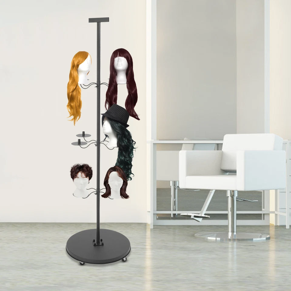 Wig Head Stand for Styling 12-Head Mannequin Head Stand Tripod Metal Organizer - Image 3 of 4