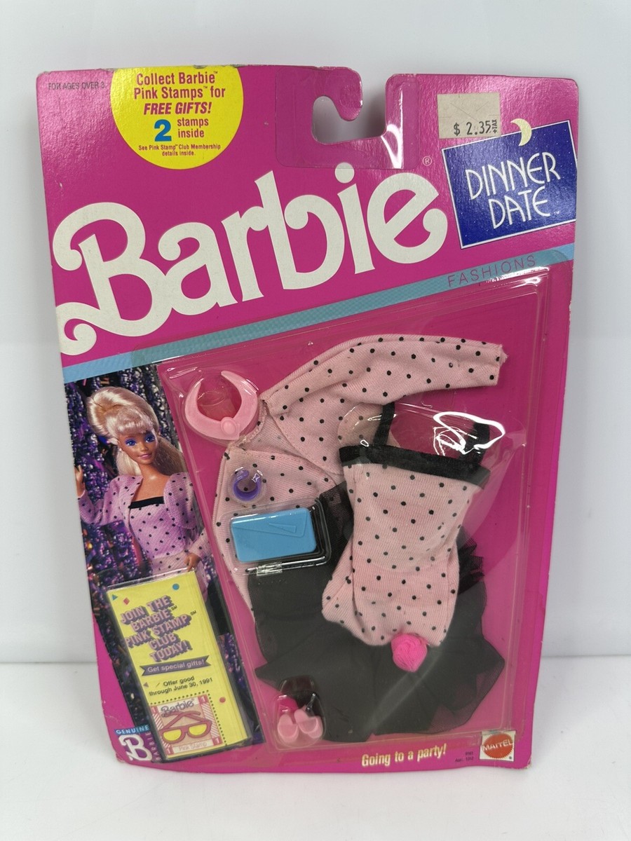 Vintage 1989 Barbie 9161 Dinner Date Clothing Set Pink & Black HTF
