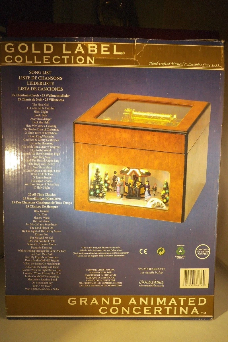 NEW RARE MR CHRISTMAS GRAND ANIMATED CONCERTINA MUSIC BOX 25 CAROLS 25 CLASSICS