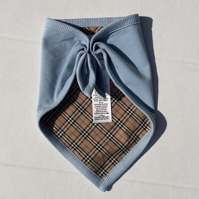 BURBERRY Baby LOT Hat & Bib Set Blue White Mini Check Plaid BURBERRY Baby LOT Hat & Bib Set Blue White Mini Check Plaid