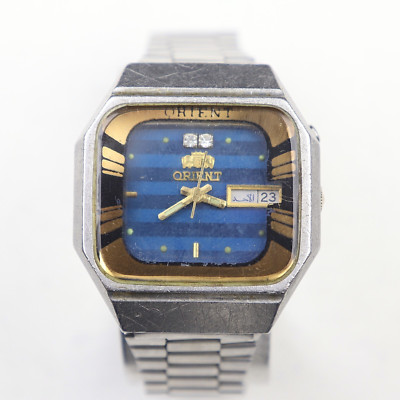 ORIENT Freza 469N07-40 CA Automatic Watch Arabic Day/Date Blue Dial Rare & Works