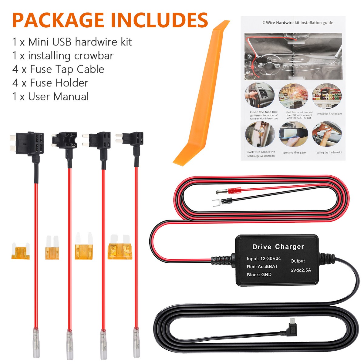 Kit Dash Cam Hardwire Kit Mini Usb Hard Wire Kit Fusible | Cuotas Sin Interés
