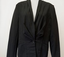 Banana Republic Blazer Jacket Women Size 10 Black Shawl Stretch Knit One Button