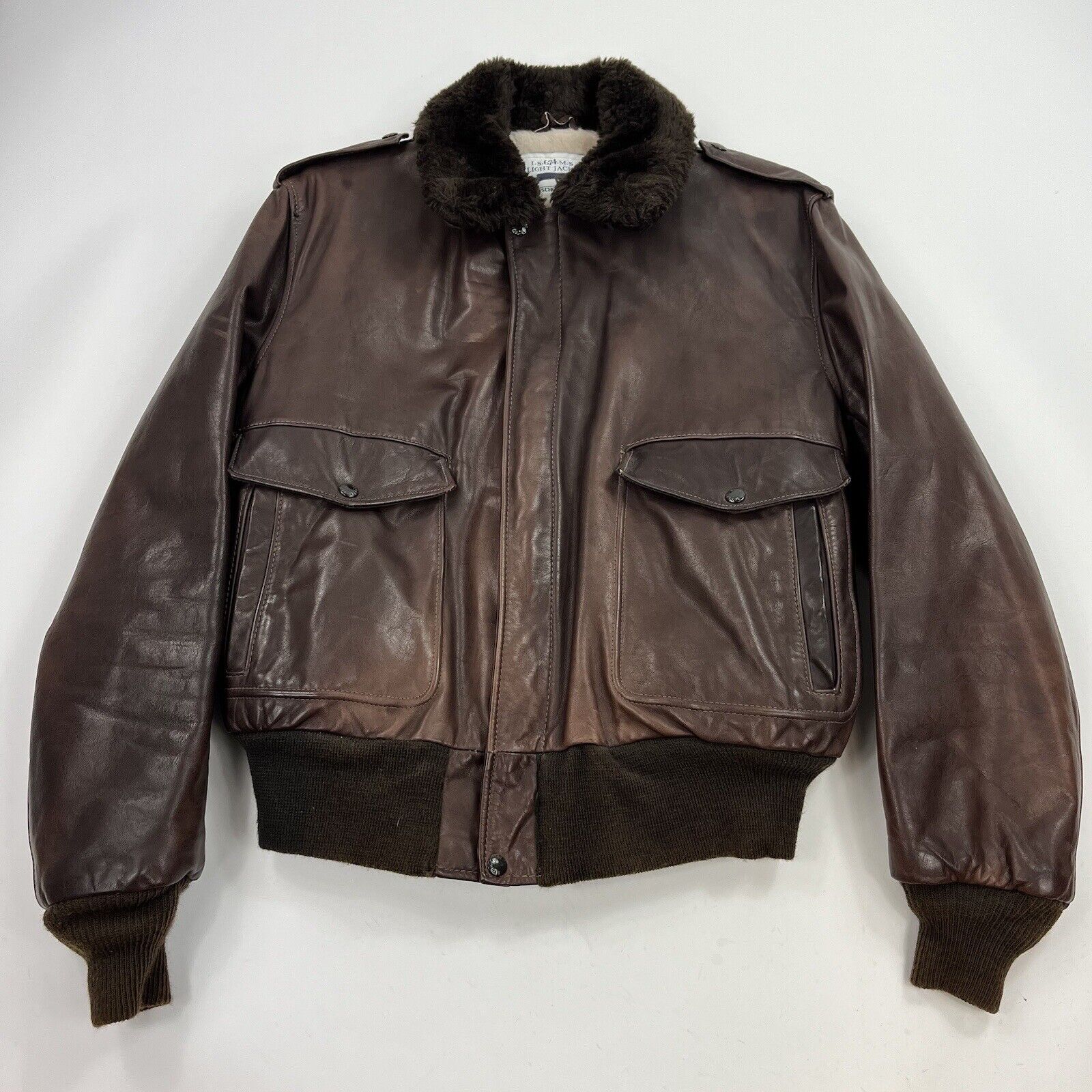 VTG Schott IS-674-MS Mens 46 Leather Flight Jacke… - image 1