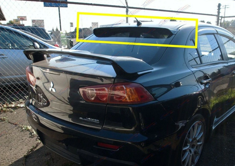 适用于 2008 - 17 Lancer EVO Mugen 风格 3D 波浪黑色后屋顶窗户遮阳板  — 第 3/4 张图片