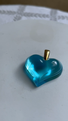 Lalique Coeur Blue Crystal Heart Pendant Signed 38mm High from