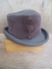 Eric Javits authentic brown Doeskin felt 100 wool velvet hat OS