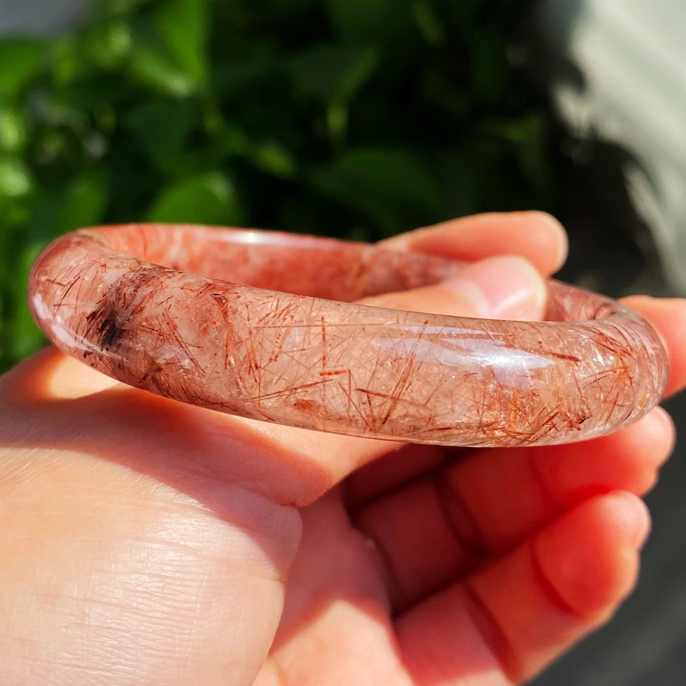 56.4mm Natural Red Copper Rutilated Quartz Crystal Bangle AAAA - Image 3 of 4