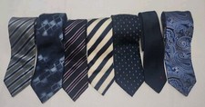 Lot Of 7 Mens Ties. Navy/Blue Colors. Various Brands And Conditions