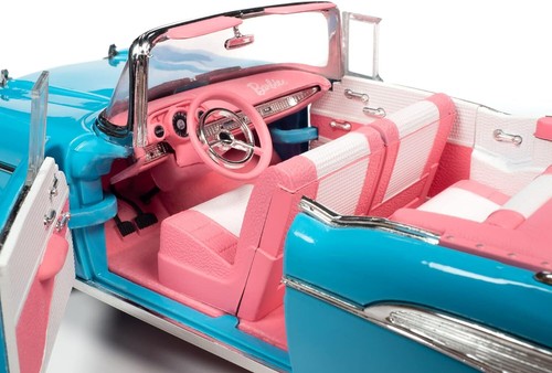 Barbie 1957 Chevy Bel Air Blue 1/18 Scale Die-Cast Car Silver Screen Machines - Picture 7 of 9
