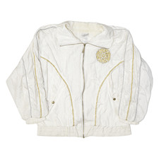 Vintage Lavon Gold Detail Womens Shell Jacket White Nylon 90s M
