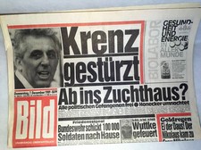 Bildzeitung vom 07.12.1989 * Egon Krenz DDR * 27. 28. 29. Geburtstag         