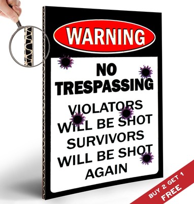 ACHTUNG! NO Trespassing RETRO SCHILD POSTER A4 21x30cm VINTAGE Wanddeko Wohnkunst