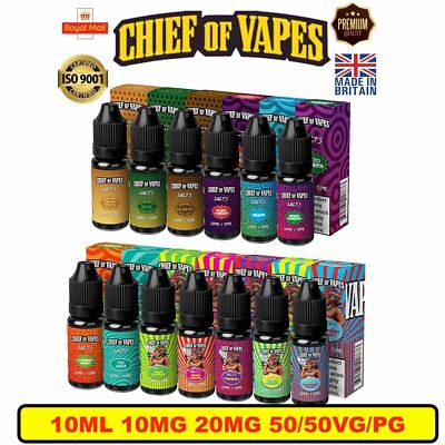 Chief of Vapes Nic Salt E Liquid Vape Juice 10ml10/20mg 50/50 *GET FREE  BTLLS * | eBay UK