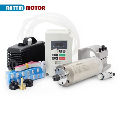 US SHIP】800W 110V Water Cooled Spindle Motor+1.5KW 110V VFD Inverter+65mm Mount