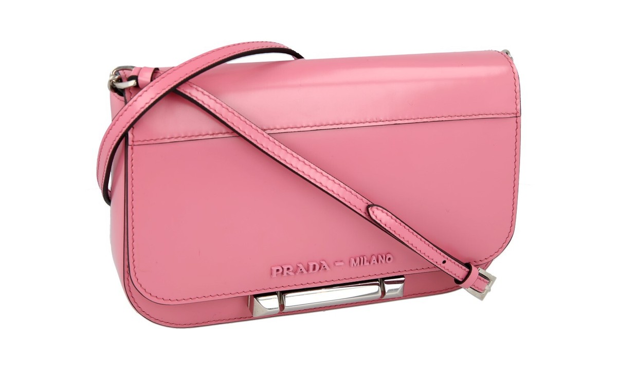PRADA SHOULDER MINI HAND BAG 1BD170 PINK BEGONIA SILVER NEW | eBay