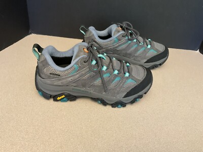 New! Womens Merrell Moab 3 Mid Waterproof Grey/Turquoise Hiking Shoes. Size 6.