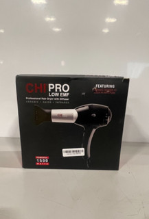 CHI PRO LOW EMF Professional Black Hair Dryer with Diffuser