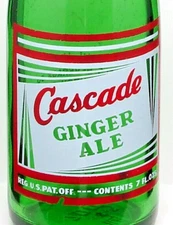 Cascade Ginger Ale; Howels Beverage Co.; Pittsburgh; 2-color ACL soda pop bottle