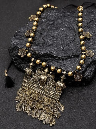 Indian Oxidized Golden Beaded Necklace 
