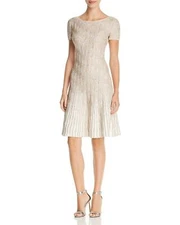 St. John Collection Inlaid Sequin Trellis Fit & Flare Sheath Sweater Dress NWT