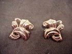 Art Deco Sterling Silver ROSE GOLD Plated Large Brooch Pin & Earrings Set — photo 3