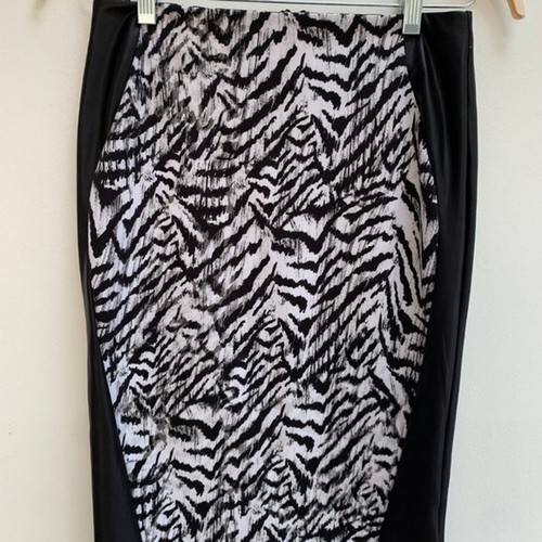 Kardashian Kollection Fall 13 Animal Tiger Print Pencil Skirt Faux Leather Trim - Picture 8 of 10