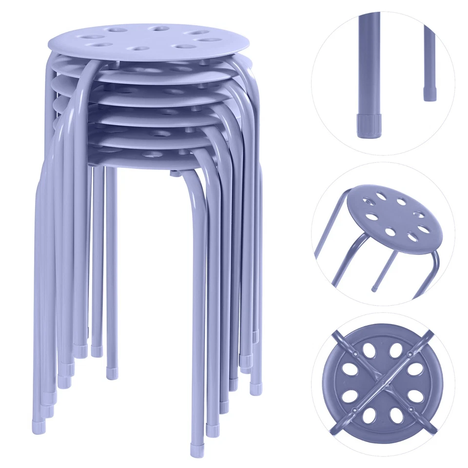6x Portable Plastic Stack Stools Round Classroom Stools Chairs for Students Kids - Image 3 of 4
