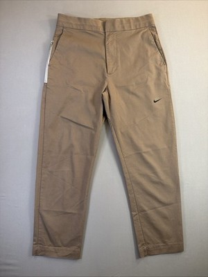 Nike Men's Tech Essential Chino Pants Khaki Brown Size 28 Small Slim Tapered Y2K