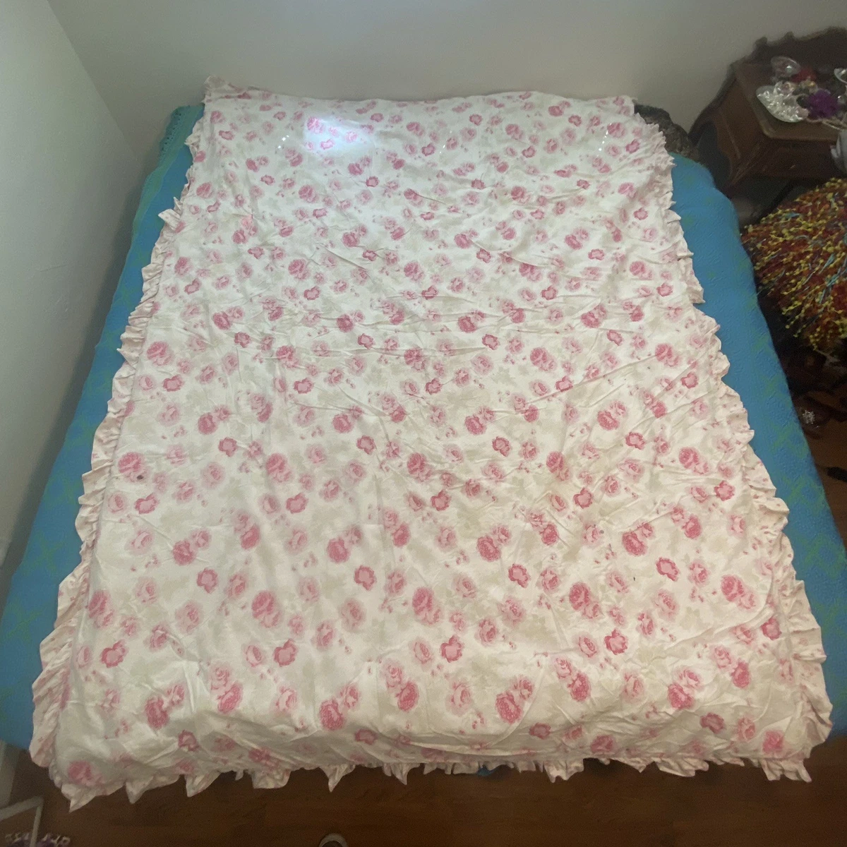 Couvre-lit Quilt Vintage Fait Main – 180 X 215 Cm, Coton Pastel, Motif Géométrique