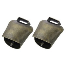 Grazing Iron Bells for Cow Horse, 2 Pcs, 1.5 x 1.1 x 1.5", Green Patina