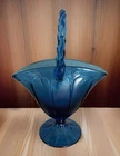 New ListingFenton Twilight Blue Basket, Oval 8 in Tall 7 x 4.5 in