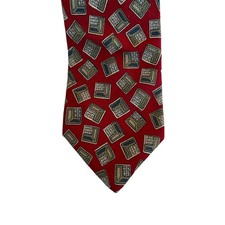 Cabralli Collection mens multicolored necktie 100% Silk- Made In USA Red Gold