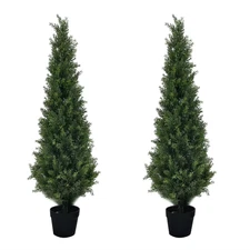 Outdoor Topiary Trees Realistic Faux Cedar 4 Feet Topiary 2 Pieces Artificial Pi