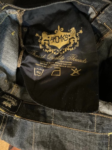 Akademiks Jeans Mens 36 Dark Denim Skater Baggy Grunge Vintage Embroidered Y2K - Picture 9 of 12