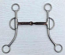 Western Reining Horse Bit, 5" Sweet Iron Snaffle Mouth, 8" Cheeks, Marked: BM