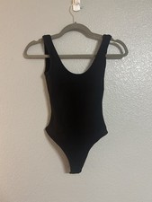 women's black backless bodysuit size small