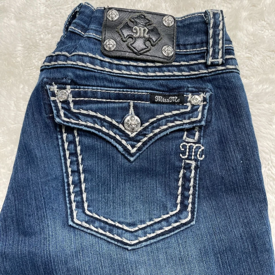 Pantalones de mezclilla para mujer Miss Me azul bootcut de algodón talla 32x30,5"" Foto 4 de 4